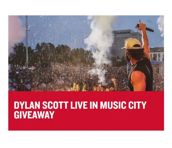 Visit Music City Dylan Scott Live Giveaway - Win trip for 2 to Nashville for a Dylan Scott Concert