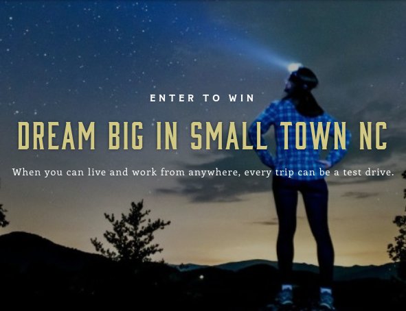 Visit NC Dream Big In Small Town NC Sweepstakes - Win A $1,000 Airbnb Gift Card & More {15 Winners}