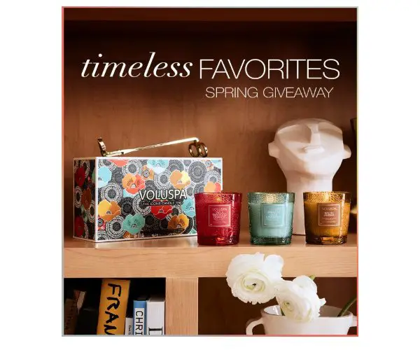 Voluspa Timeless Favorites Spring Giveaway - Win Books & Gift Cards