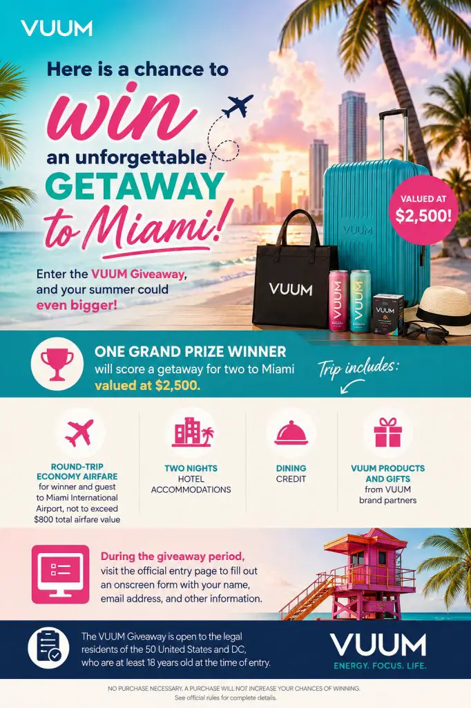 VUUM Giveaway – Win A Getaway For 2 To Miami