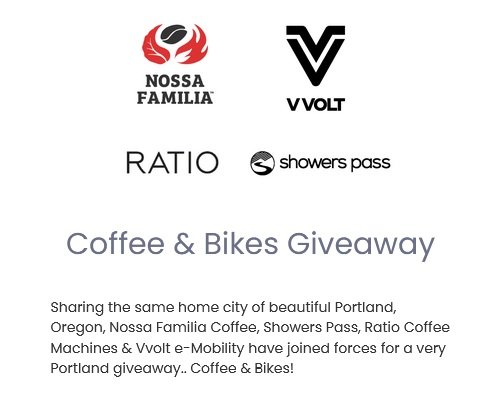 VVolt e-Mobility Coffee & Bikes Giveaway - Win an eBike,1-Year Coffee Supply & More