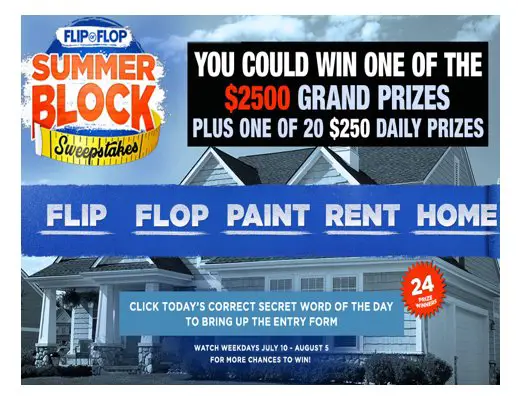 Warner Bros Flip or Flop Summer Block Sweepstakes - Win A $2,500 Or A $250 Gift Card