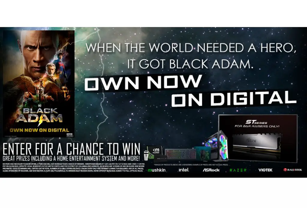 Warner Bros. Mushkin & Black Adam Sweepstakes - Win A Smart TV, Gaming PC and More!