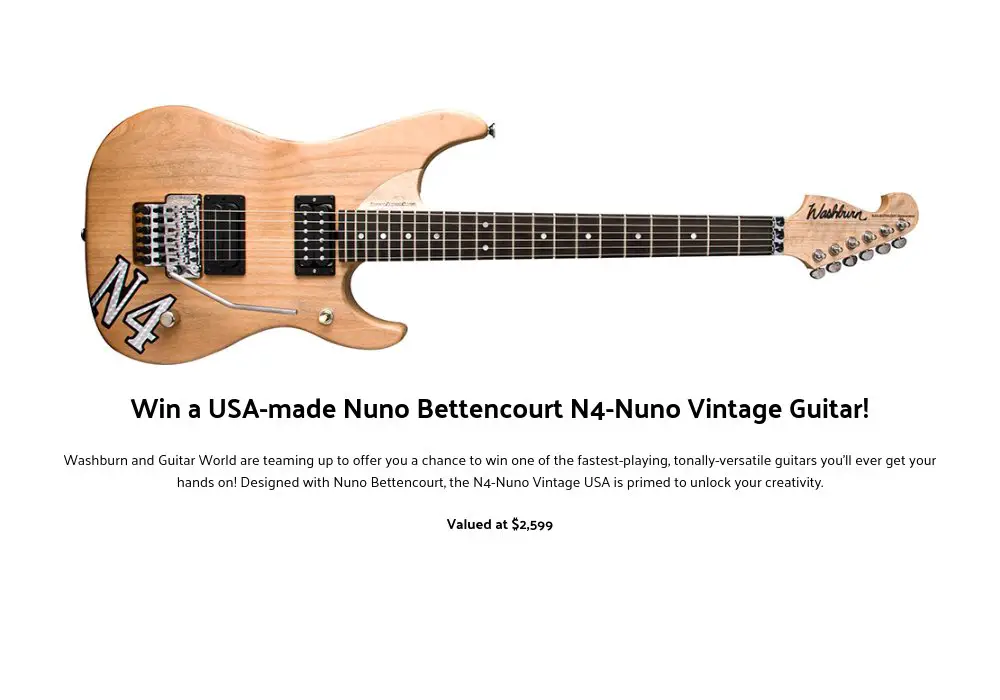 Washburn Win A Nuno Guitar Contest - Win A Nuno Vintage Electric Guitar
