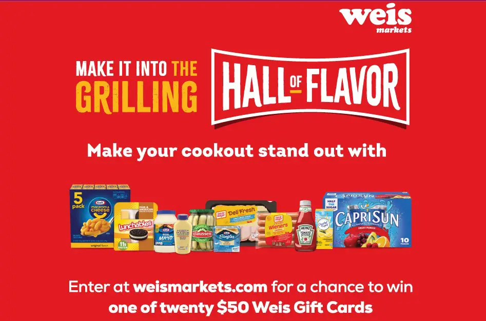 Weis & Kraft Sweepstakes – Enter To Win 1 Of 20 $50 Weis Gift Cards