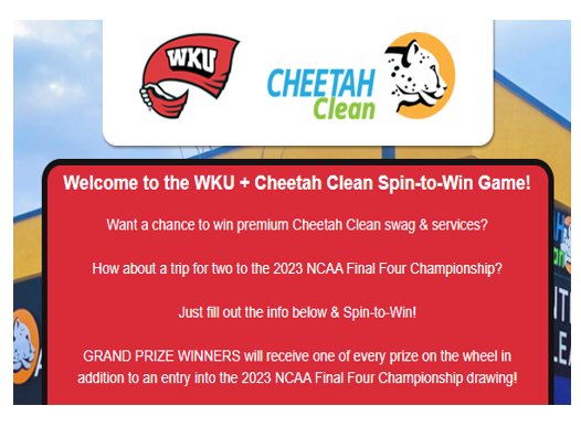 Western Kentucky Cheetah Clean Winter 2023 Spin To Win Instant Win Game &  Sweepstakes {2672 Winners}