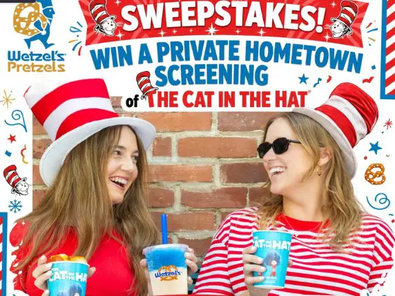 Wetzel's Pretzels The Cat in the Hat Sweepstakes - Win a Private Hometown Screening of The Cat in the Hat