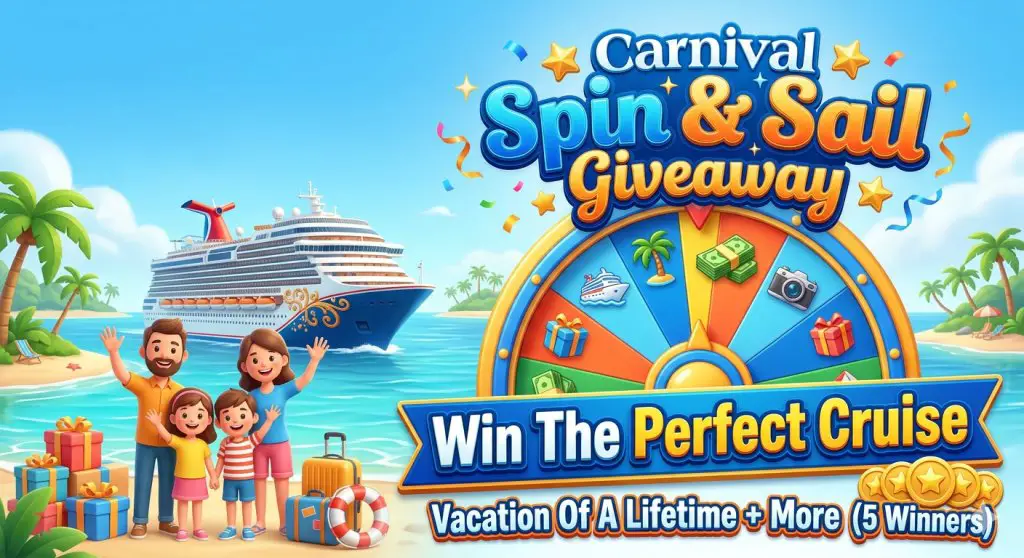 Wheel Of Fortune Carnival Spin & Sail Giveaway – Win The Perfect Cruise Vacation Of A Lifetime + More (5 Winners)