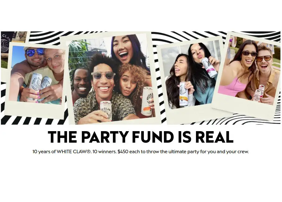 WHITE CLAW Hard Seltzer 10th Birthday Celebration Giveaway - Win $450 (10 Winners)