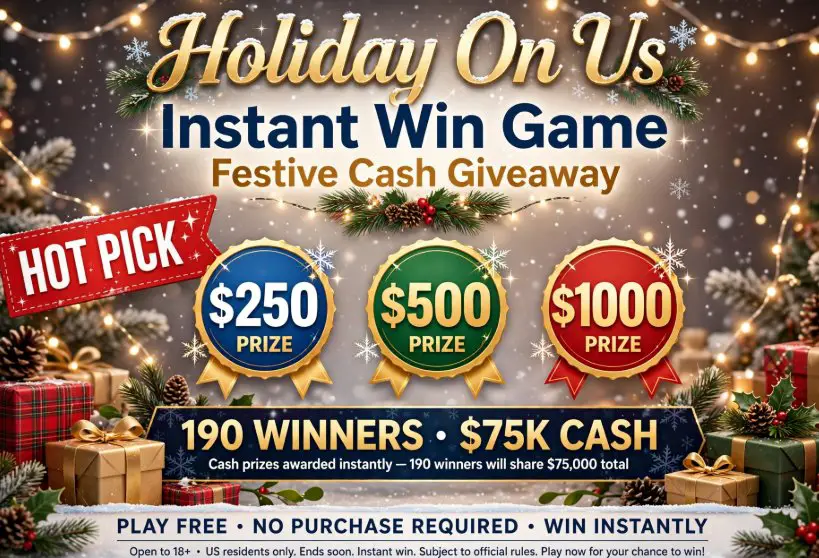 White Claw Hard Seltzer Holiday On Us Instant Win Game - $250, $500 & $1,000 Cash (190 Winners)