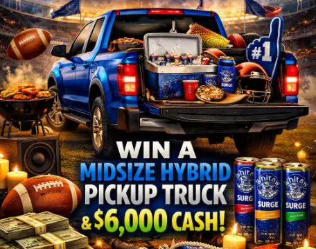 White Claw Hard Seltzer SURGE Ultimate Tailgate Pickup Truck Sweepstakes – Win a Midsize Hybrid Pickup Truck + $6,000 Cash