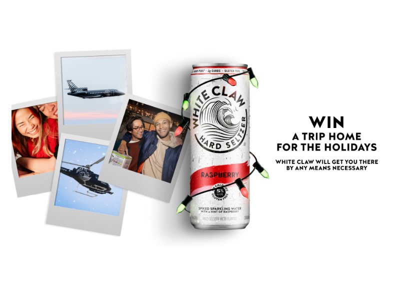 White Claw Home For A Claw Holiday Contest - Win A Trip For Visit Your Friends (5 Winners)