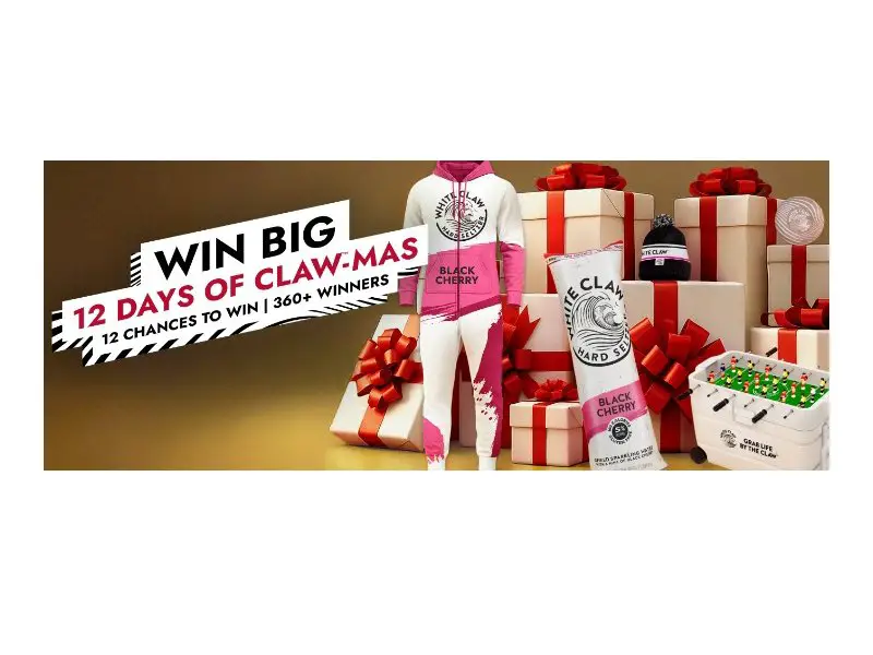 White Claw Wednesday Shore Club 12-Days Of CLAW-Mas Giveaway - Win Cash, Merch & More
