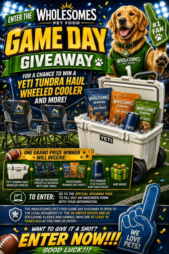 Wholesomes Pet Food Game Day Giveaway – Win A YETI Tundra Haul Wheeled Cooler, Wholesomes Rewards Dog Treats + More