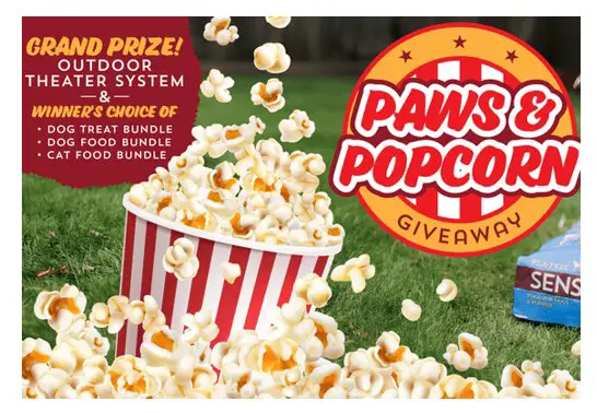 Wholesomes Pet Food Paws & Popcorn Giveaway - Win an Outdoor Theater System & More