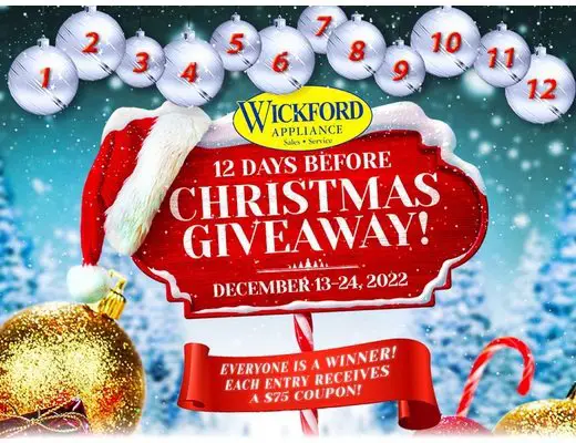 Wickford Appliance 12 Days Before Christmas Giveaway - Win Home Appliances Like Vacuum Cleaner, Dishwasher & More  {Daily Winners}