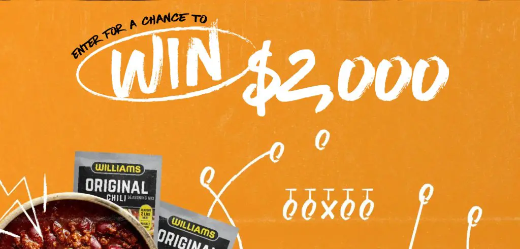 Williams Food Spill The Beans Sweepstakes -  Win A $2,000 Visa Gift Card