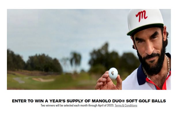 Wilson Sporting Goods DUO SOFT + MANOLO Sweepstakes – Win A Year’s Supply Of Golf Balls (8 Winners)