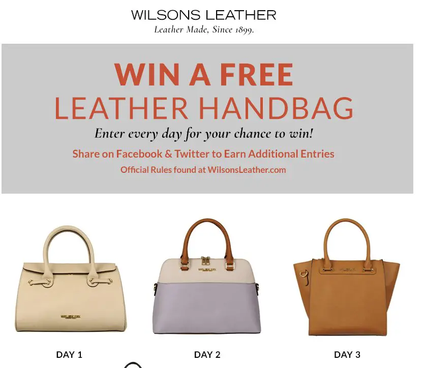 Wilsons Leather Bag-a-Day Giveaway Sweepstakes