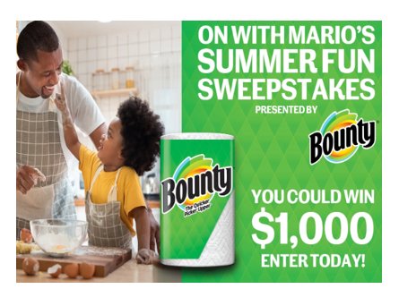 Win $1,000 Cash In The On with Mario BOUNTY Summer Fun Sweepstakes