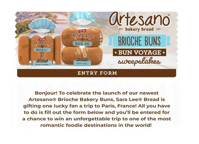 Win $10,000 For A Trip To Paris In The Sara Lee Artesano Brioche Buns “Bun Voyage” Sweepstakes