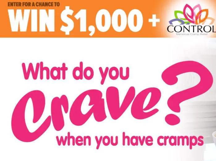 Win $1000 And A Year's Supply Of Control Menstrual Cramp Relief Cream