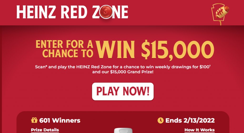 Win $15,000 In The Heinz Red Zone Sweepstakes