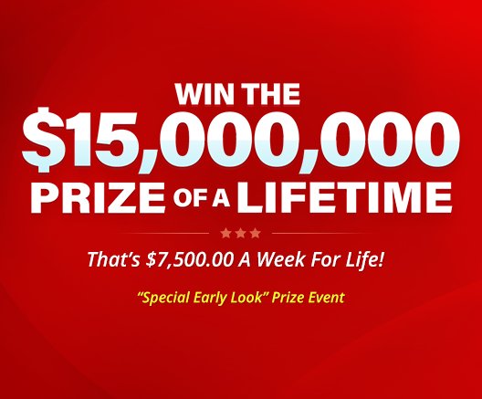 Win $15 Million - $7500 Weekly For Life In The PCH Sweepstakes