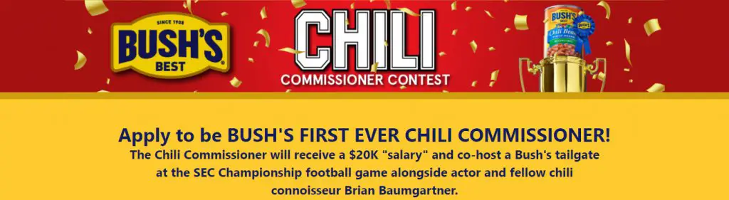 Win $20,000 And Co-Host With Brian Baumgartner In The Bush’s Chili Commissioner Contest
