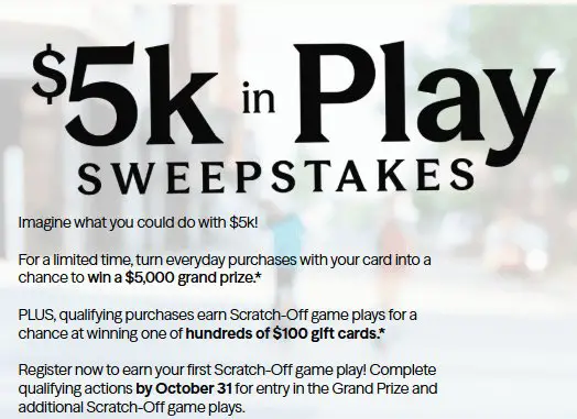 Win $5,000 Cash and Gift Cards in the Synchrony $5K in Play Sweepstakes