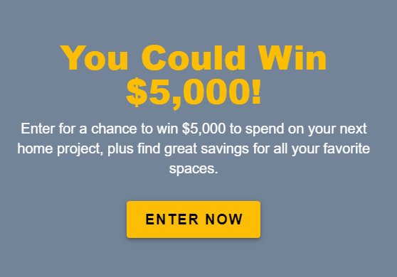 Win $5,000 Cash In The Valpak $5,000 Home Renovation Sweepstakes
