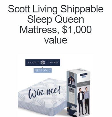 Win A $1,000 Scott Living Mattress In The Restonic Mattress Sweepstakes