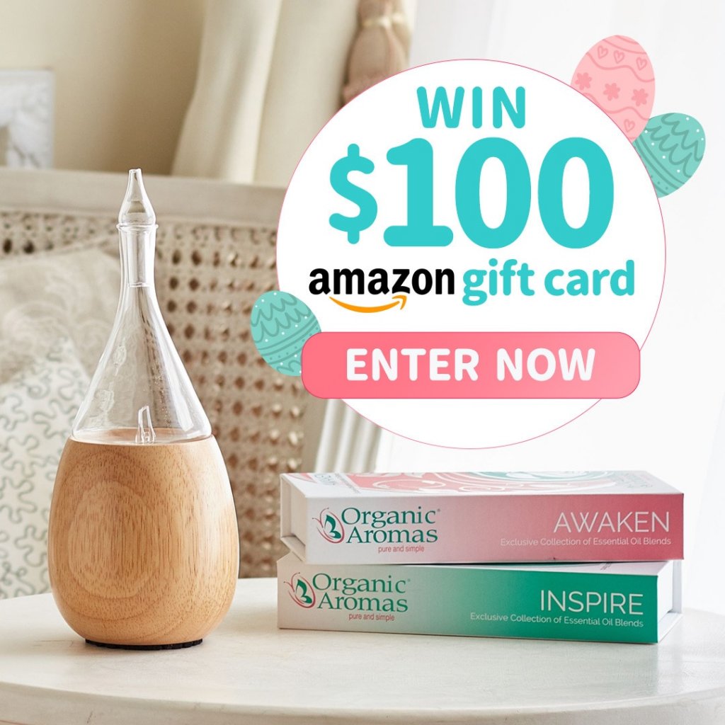 Win A $100 Gift Card In The Organic Aromas April $100 Amazon Gift Gard Giveaway