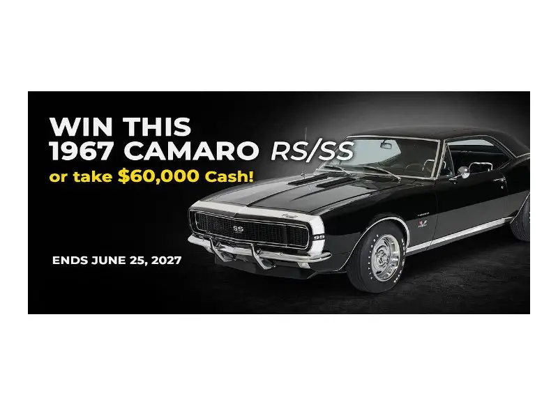 Win A 1967 Chevrolet Camaro RS/SS Or $60,000