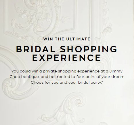 Win A $5,000 Shopping Spree In The Jimmy Choo Bridal Shopping Experience Sweepstakes