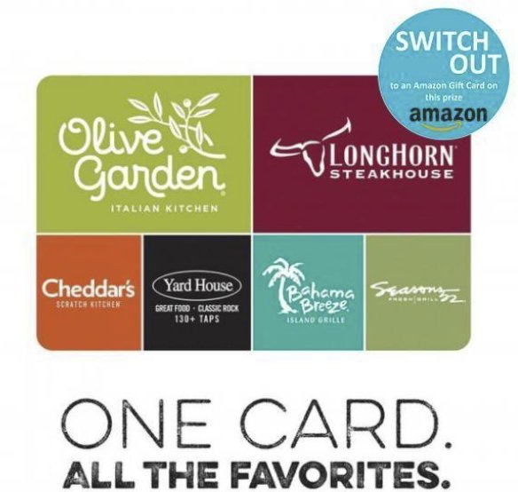 Win a $50 Darden Gift Card or Switch Out for Amazon