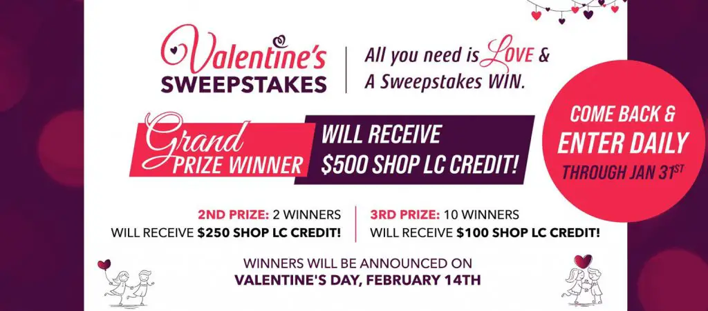 Win A $500 Shop LC Gift Card In The Shop LC Valentine's Sweepstakes