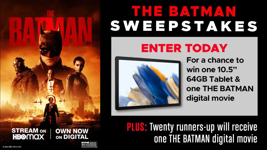 Win A 64GB Tablet + The Batman Digital Movie In The Warner Bros The Batman Sweepstakes