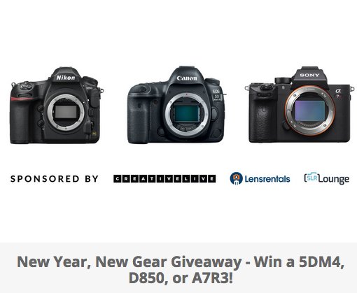 Win a Canon 5DM4, Nikon D850, or Sony A7R3