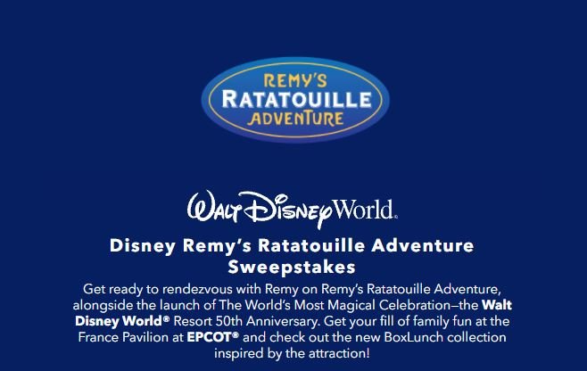 Win A Disney World Family Vacation In The Disney Remy’s Ratatouille Adventure Sweepstakes