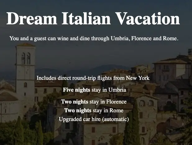 Win a Dream Italian Vacation