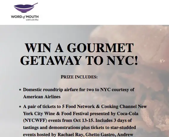 Win a Gourmet Getaway to NYC Sweepstakes