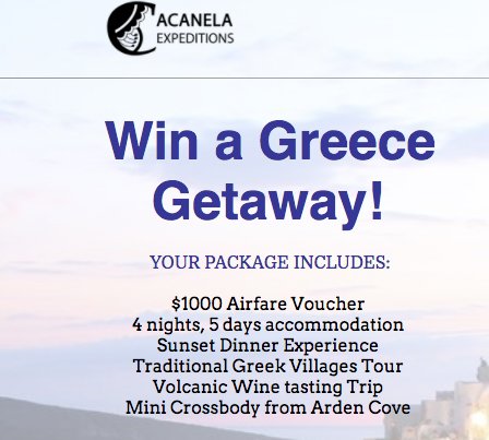 Win a Greece Getaway! Sweepstakes