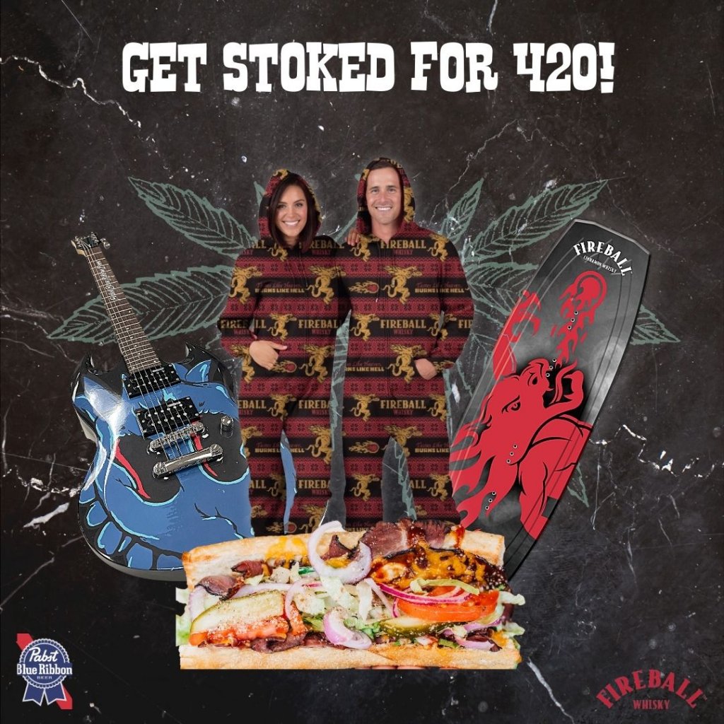 Win A Guitar, Wakeboard & A Onesie In The Cheba's Hut Pabst Blue Ribbon &  Fireball 420 Giveaway