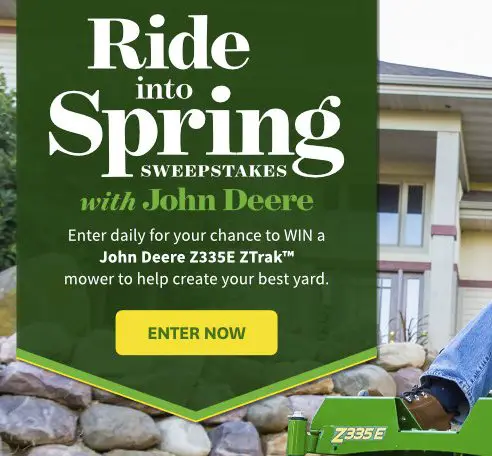 Win a John Deere Z335e Ztrak Mower Sweepstakes