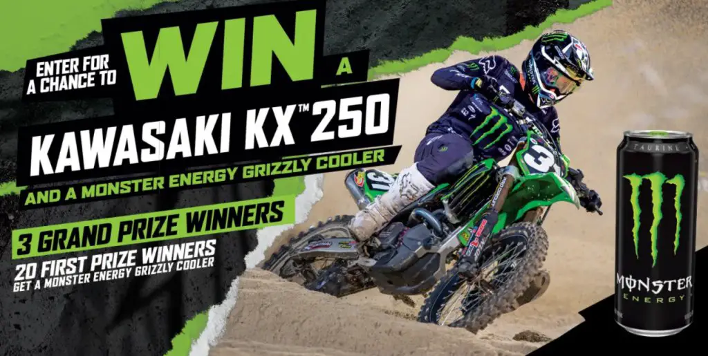 Win A Kawasaki Motorcycle In The Monster Energy Kawasaki KX 250 Motorcycle Sweepstakes