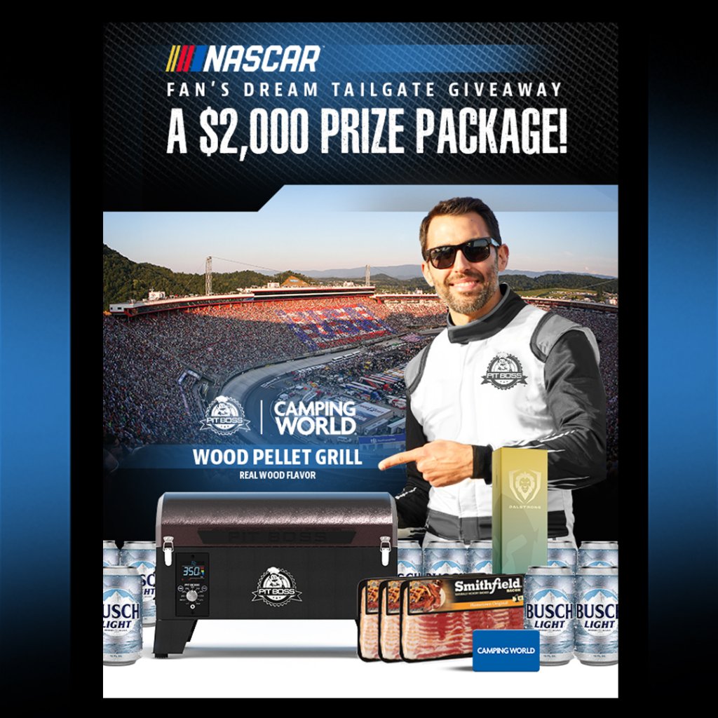 Win A Tailgate Grill, Pellets, Starter Kit And More In The Pit Boss Grill's NASCAR Fan's Dream Tailgate Giveaway