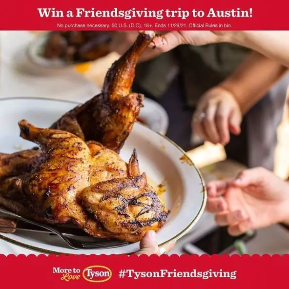 Win A Trip For 10 To Austin In The Tyson Brand Friendsgiving Sweepstakes