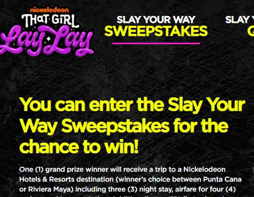 Win A Trip For 4 To Mexico Or Dominican Republic In The Slay with Lay Lay Sweepstakes