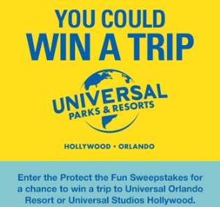 Win A Trip For 4 To Universal Orlando Resort  Florida or Universal Studios Hollywood California